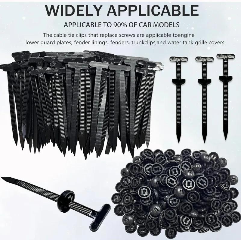 1000/20x Cable Ties Buckle Nylon Auto Fastener Screw Replaceable Car Fenders Trunk Engine Guard Panel Wire Clips Management Tool
