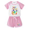 Kids' Color Block Summer Two-Piece Set: Short Sleeve T-Shirt & Shorts for Boys and Girls