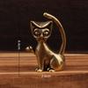 Retro Brass Cat Lovers Statue Ornament Copper Animal Sculpture Incense Burner  Tea Pet Home Desktop Decorative Accessories