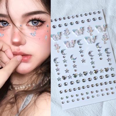 3D Aurora Farbe Synthetische Edelsteinaufkleber - Funkelnde Strasssteine für DIY Gesichts-, Augen-Make-up, Handyhülle & Bastelarbeiten - Stern, Mond, Schmetterling