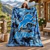 Detroit Lions Custom Name Flannel Blanket Personalized Soft Warm Plush Throw Blanket Customized Gift for Family Friends