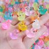 100Pcs Cartoon Cute Mini Luminous Little Duck Home Decor Resin Crafts Miniatures Ornaments Kawaii Desktop Decoration Gifts