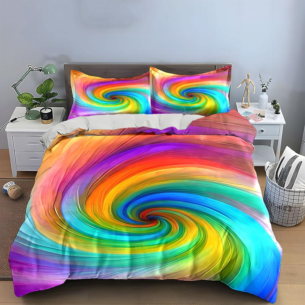 Rainbow Swirl Bedding Set Bedding Duvet Cover Set Duvet Cover Pillowcases (1 * Duvet Cover 2 * Pillowcases, Without Duvet Insert)
