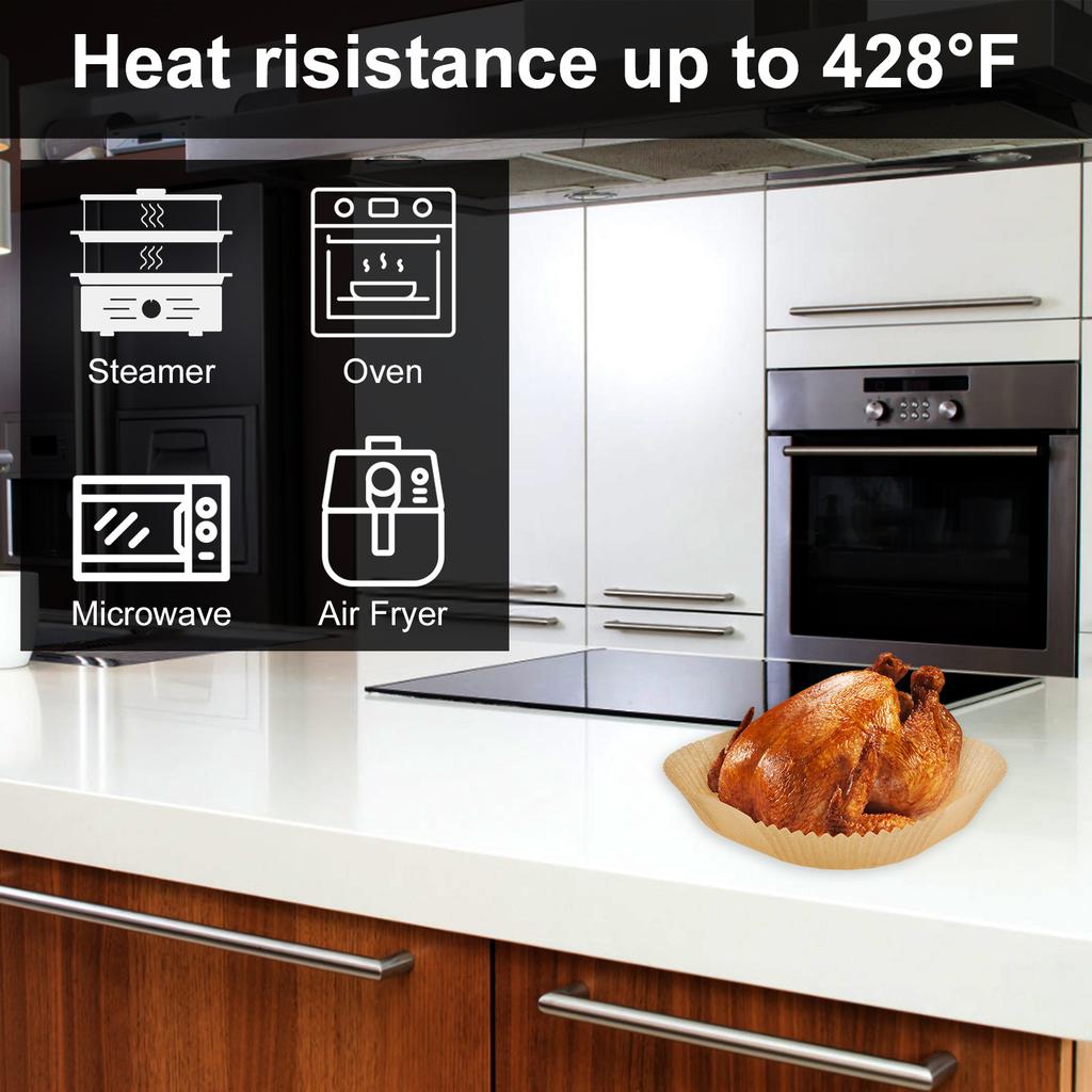 200pcs 5-7QT Air Fryer Paper Liners High Temp Resistant Food Grade Square Disposable Non Stick Microwave Safe Quick Clean