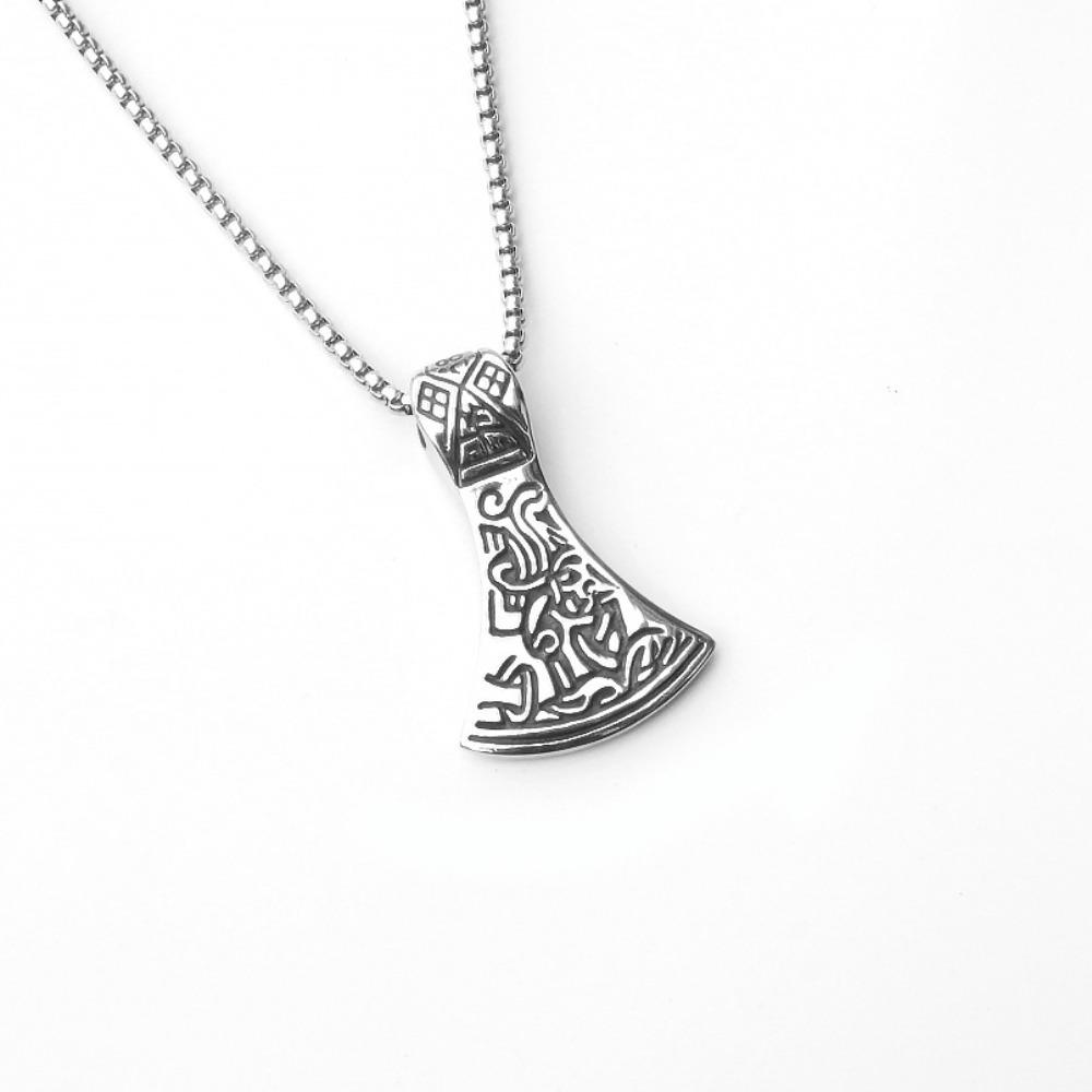 Vintage Viking Iron Triangle Shield Titanium Steel Pendant Necklace for Men