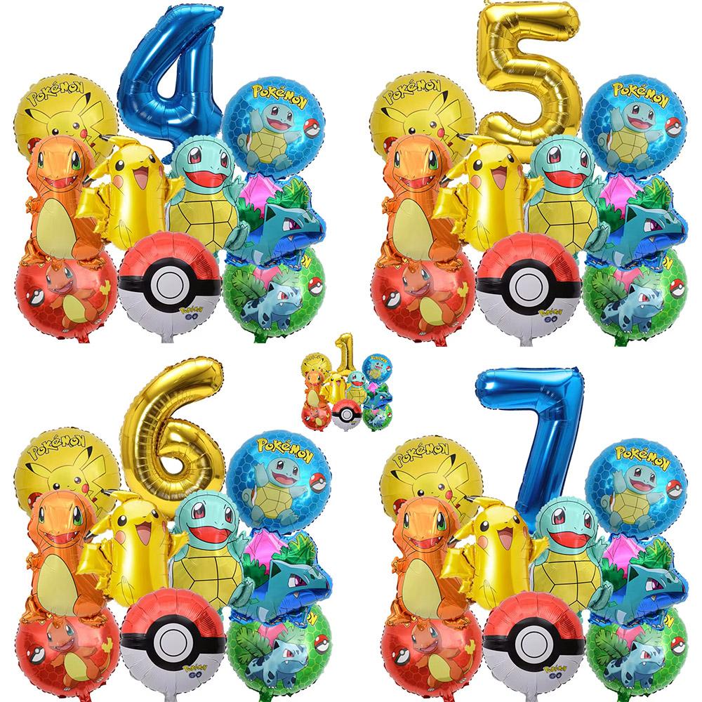 Balloon Monster Set Birthday Party Decoration Aluminum Film Balloon Vibrant Multi-Colored Balloon Pikachu Children'S Party Supplies