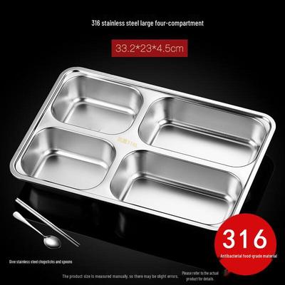 Zhebu Extra Large 304 Stainless Steel Divided Meal Tray