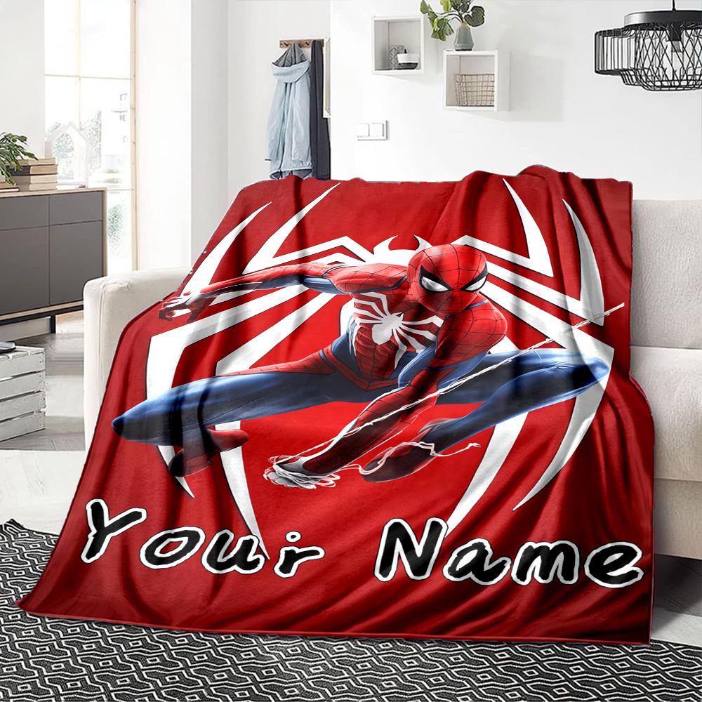 Custom Name Spider-Man Theme Blanket for Couch & Bed, Plush Cozy Fuzzy Blanket Super Soft & Warm Blankets for Fall and Winter. 0908129