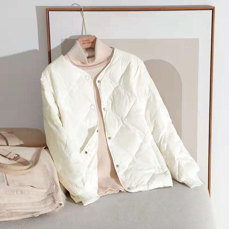 

Женская легкая короткая хлопковая куртка-бомбер на пуху - Корейский стиль 2023 L 48–53 kg