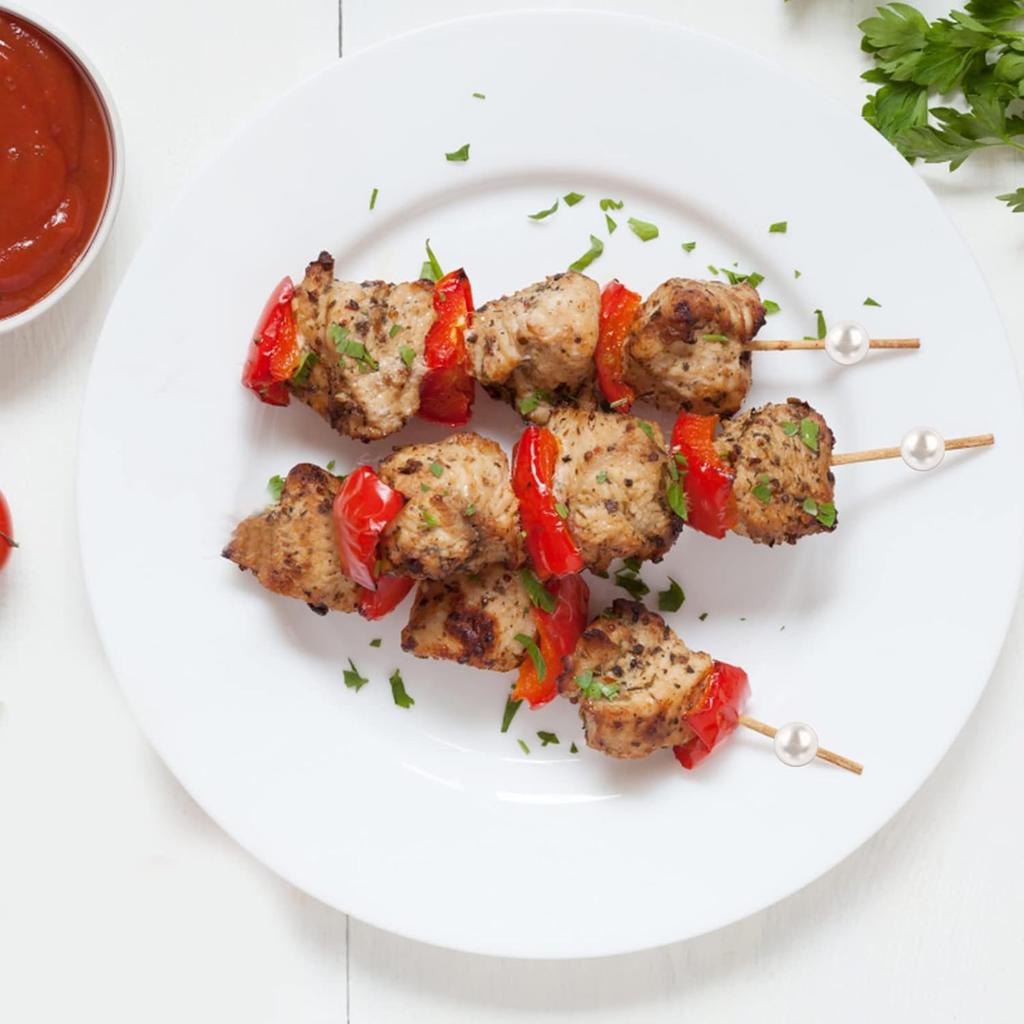 100 Pcs Cocktail Picks for Appetizers - Long Decorative Toothpicks for Party, Fancy Bamboo Skewers Sticks for Food Drink - white