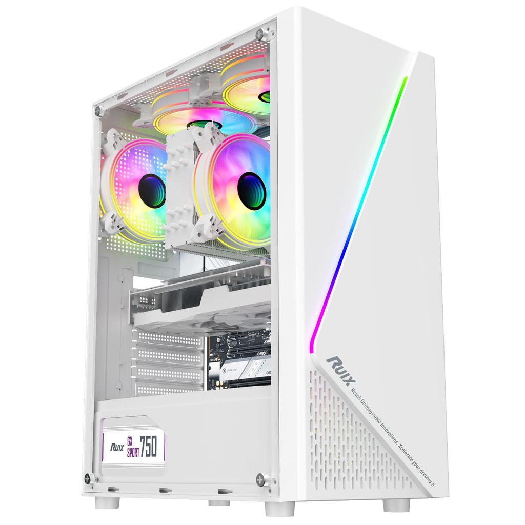 RGB Gaming Desktop Case with Side Window and Colorful Light Strip