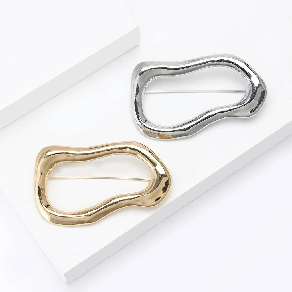 New Trendy Irregular Big Circle Brooches for Women Men Gold Plated Silver Color Metal Lapel Pins Geometric Jewelry Gifts 2026