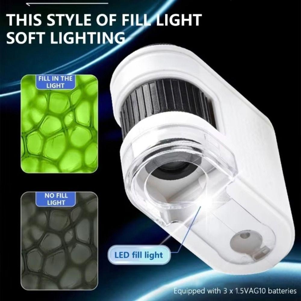 Med LED-lampor Barn Mini Mikroskop Mobiltelefon Kamera Mikroskop för Olika Användningar