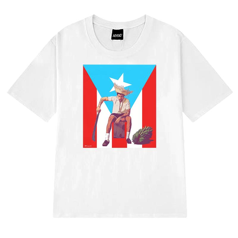2025 New Bad Bunny Puerto Rico Flag Graphic Short Sleeve T-shirts Men Women Fashion Y2k T Shirt Unisex 100% Cotton Clothing Tops
