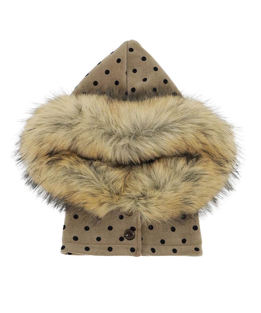 HETIT Fur Trim Balaclava (Dot Beige)