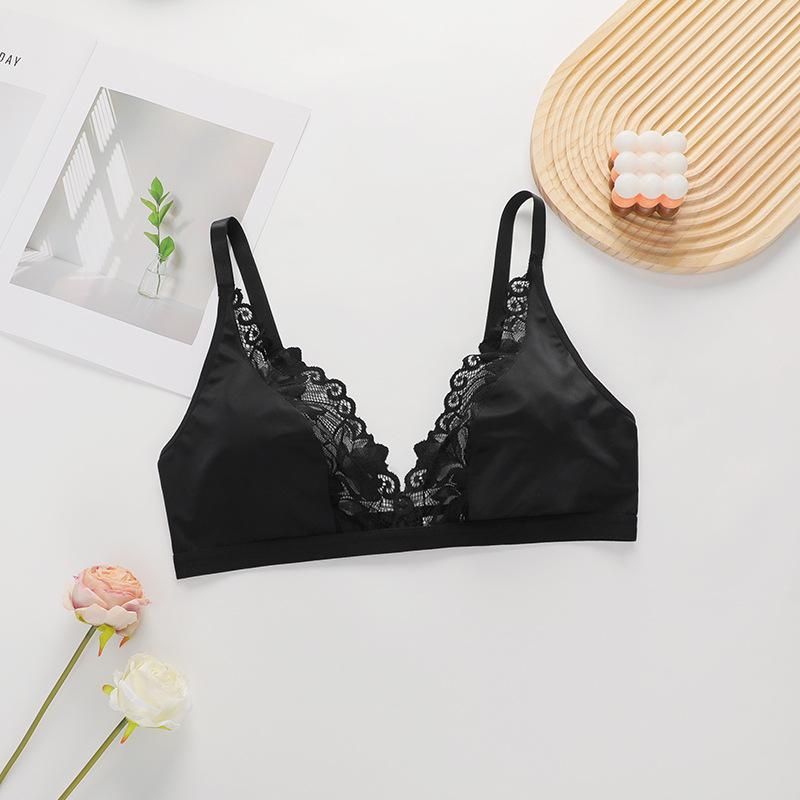 

Сексуальный французский ультратонкий прозрачный кружевной бюстгальтер для большой груди XL чёрный