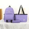 Three-Piece Backpack Set Student Schoolbag Girls Solid Colorlarge Capacity Backpack with Shoulder Bag Pen Bag