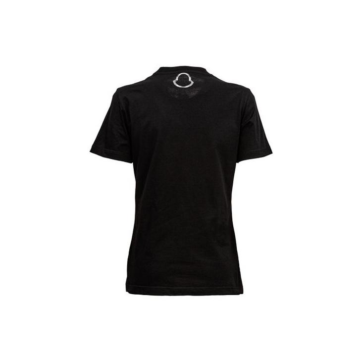 Moncler FW22 Round Neck Pullover Letter Print Short Sleeve T-Shirt Women Tops Black 8C00015829ET999