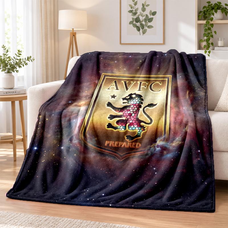 Aston Villa Football Printed Flannel Blanket Warm Comfort Bed Throw For Indoor Home Decoration