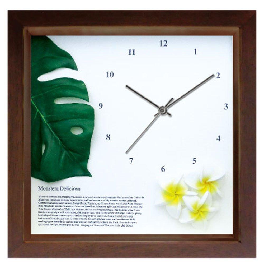 K-ART.JAPAN Настенные часы DECLOCK Азиатские Желтый/Коричневый Монстера/Плюмерия DC-1205
