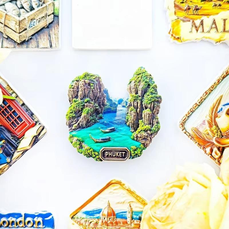 Phuket Island Landscape Fridge Magnet - 3D Thailand Souvenir Tropical Beach & Limestone Decor Unique Asian Gift Send To Friends