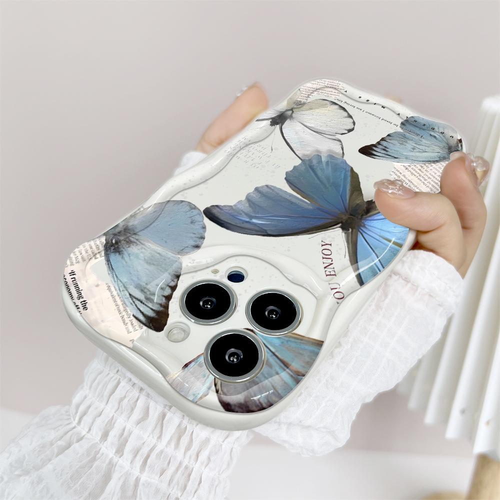 Cartoon Pattern Cream Texture Casing Wavy Edge Soft Silicone Cover Phone Case for IPhone Samsung Huawei Honor Xiaomi Redmi Infinix Tecno