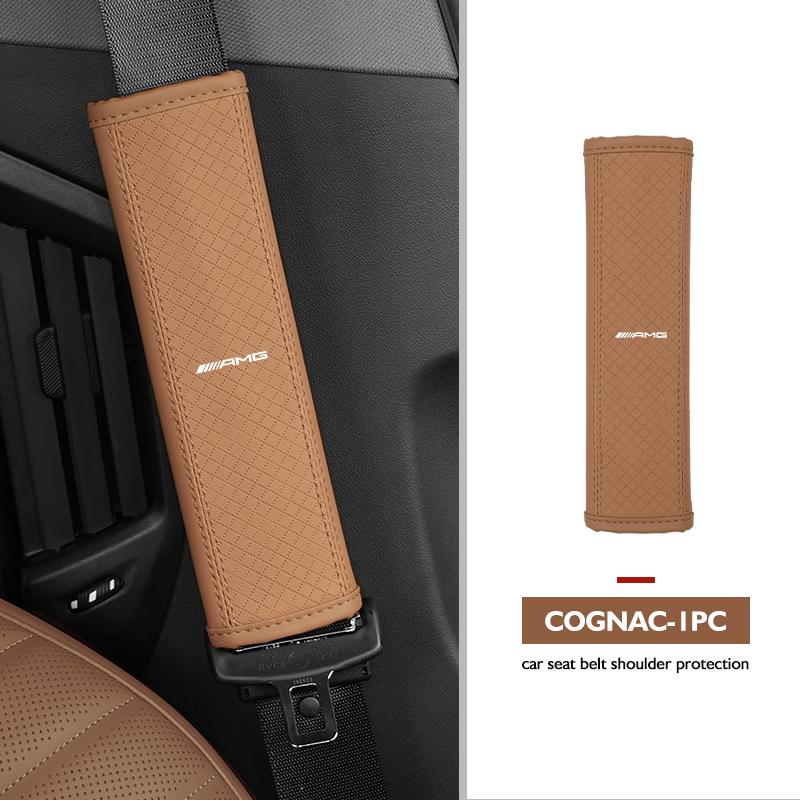 CSF1   Leather Car Seat Belt Cover Shoulder Protection Strap Pad For Mercedes Benz AMG W202 W212 W213 W220 W221 W222 C180 C200 C260