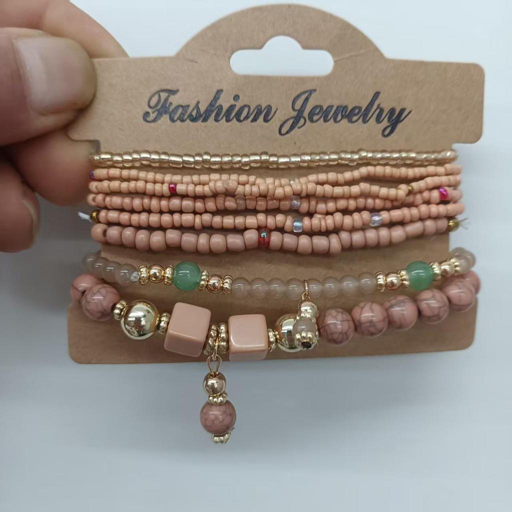 Bohemian Multi-layer Elastic Bracelet Set: 8 Strands of Creative Rice Bead Jewelry