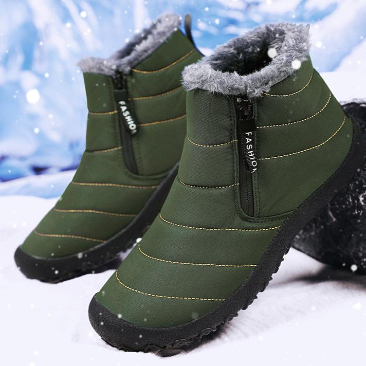 Autumn and Winter New Oversized Snow Boots for Men's Outdoor, Thick and Warm Cotton Shoes with Zipper and Fleece, Winter Outdoor Men's Shoes