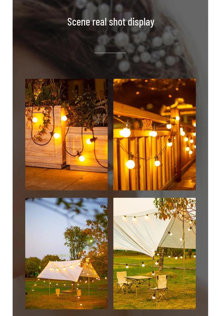 G50 Outdoor Waterproof Solar Globe String Lights for Camping, Courtyard, Awning, Tent & Decorative Atmosphere.
