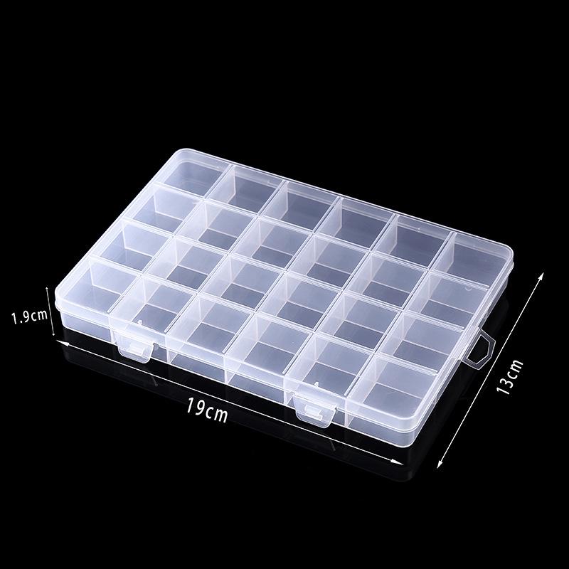24-Slot Transparent Plastic Storage Box for Accessories and Beading