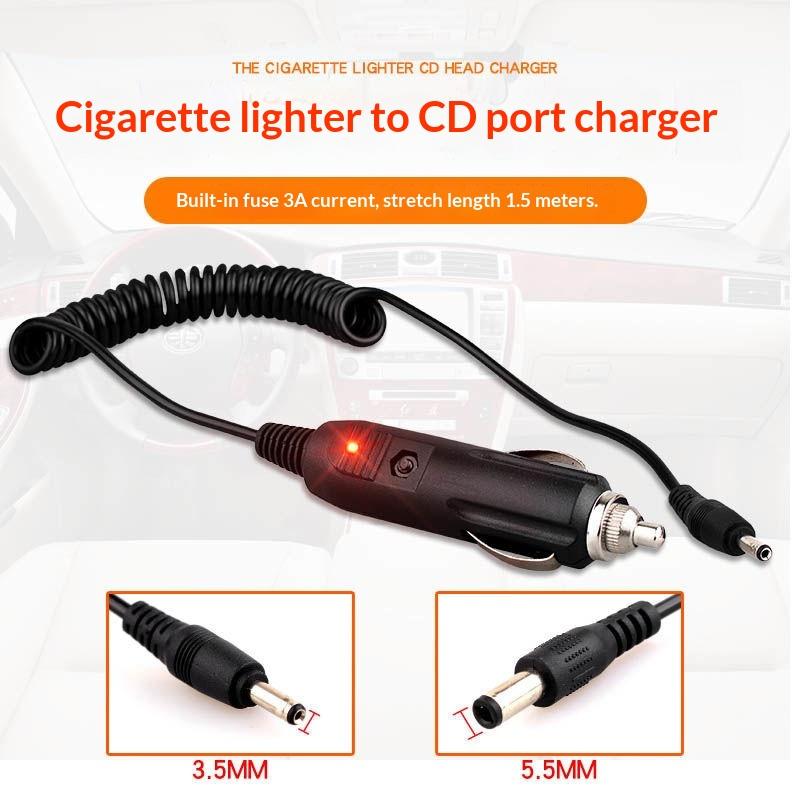 Dc 5.5*2.1Mm Male To Car Charger Female Adapter Cable - 12V24V Full Copper High Power Cigarette Lighter Wire Spring Connector