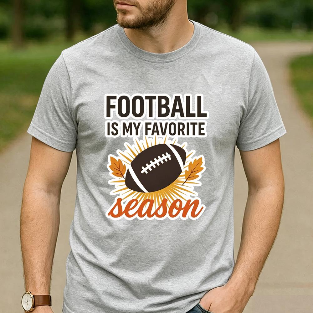 Football Lover Graphic T Shirt Football Is My Favorite Season Maple Leaf Sunburst Print Unisex Cotton Fall Sports Casual Tee