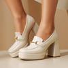 Q/Damen-Einzelschuhe mit hohem Absatz, modische wasserdichte Plattform, Einzelschuhe mit dickem Absatz, große Vier-Jahreszeiten-Damenschuhe