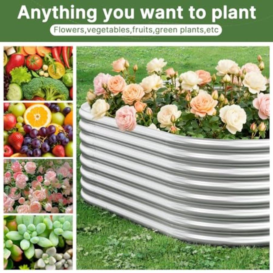 3 PCS Galvanized Raised Garden Bed Outdoor Metal Garden Bed for Vegetables Flower 3x2ft Steel Above Ground Garden Box Gardening