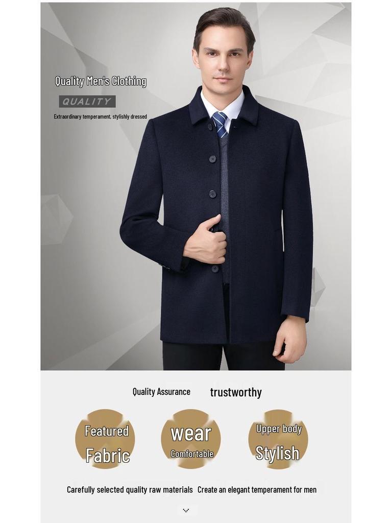 Brand Men's High-End Double-Sided Cashmere Coat - Wrinkle-Resistant Classic Business Wool Jacket