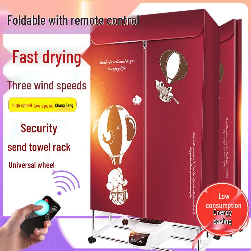Foldable Remote-Controlled Clothes Dryer with Warm Air Blower for Home Use