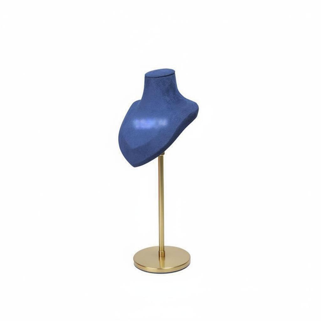 Metal Velvet Necklace Display Stand Adjustable Jewelry Holder Bust for Showcase
