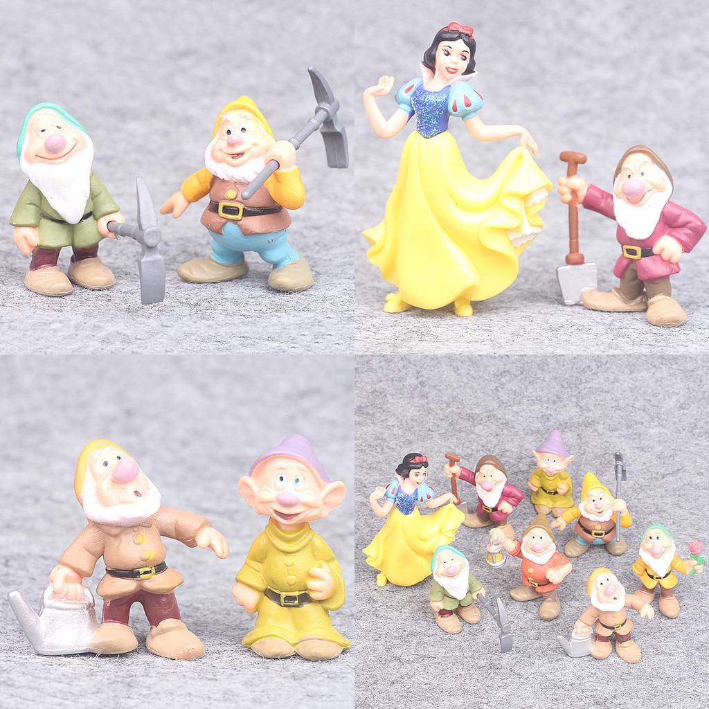 Enchanting Collection Of 8 Princess Snow White And Seven Dwarfs Figurines For Children