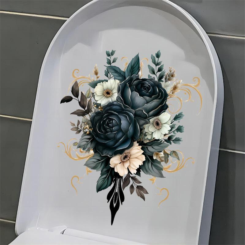 Blau Gold Blumen Wandaufkleber