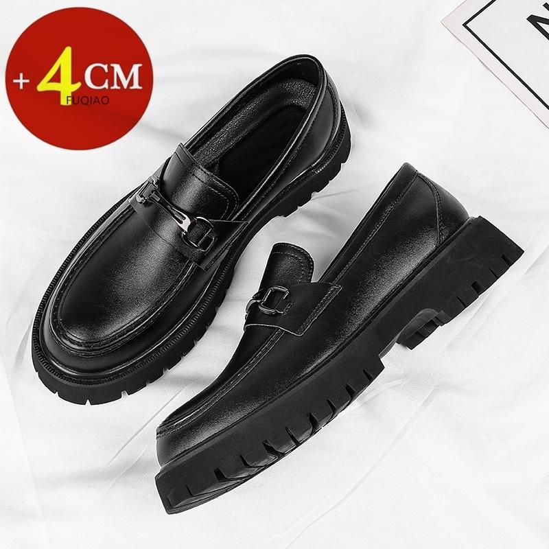 Men Loafers Pu Leather 4cm Thick Soled Height Increasing Shoes Comfortable Business Daily Commuting Formal Shoes