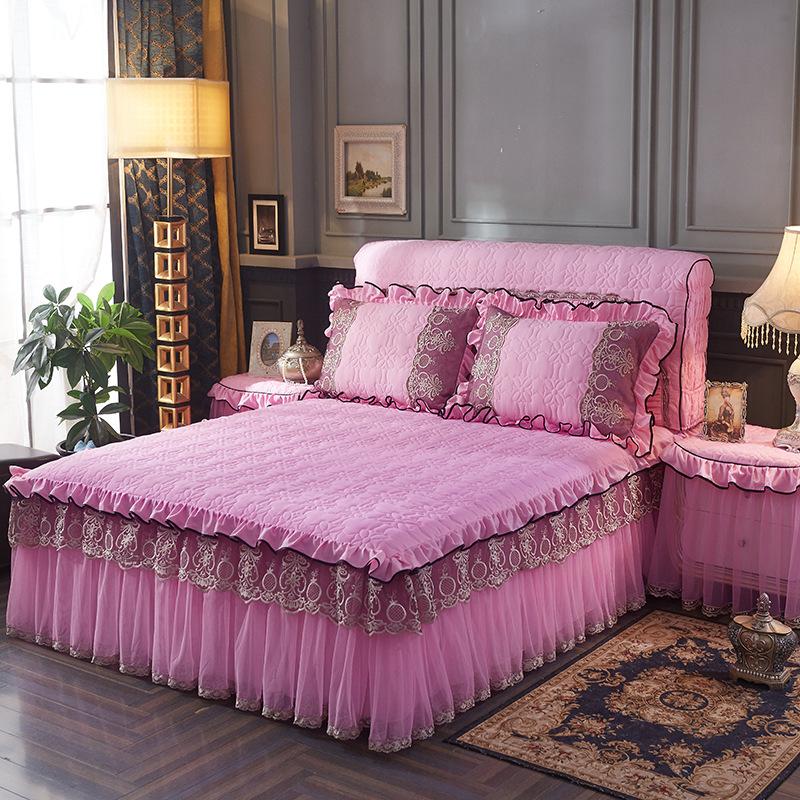 Dustproof Coverlet Single Piece Bed-linen Lace Washed Cotton Wear-resistant and Durable High End Non Slip Bed Sheet for Bedrooms