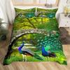 Peacock Duvet Cover Queen Watercolor Feather Bedding Set Bird Animal Floral Print Art Painting Comforter Cover and 2 Pillowcase
