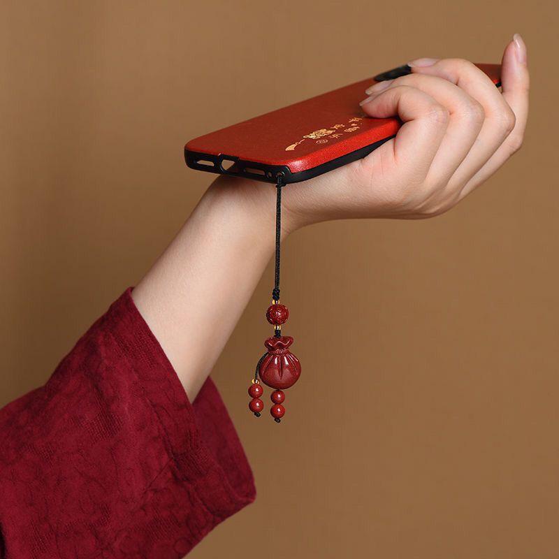 Cinnabar Charm USB Flash Drive Pendant with Purple-Gold Sand, Coin Purse, and Keychain Attachment
