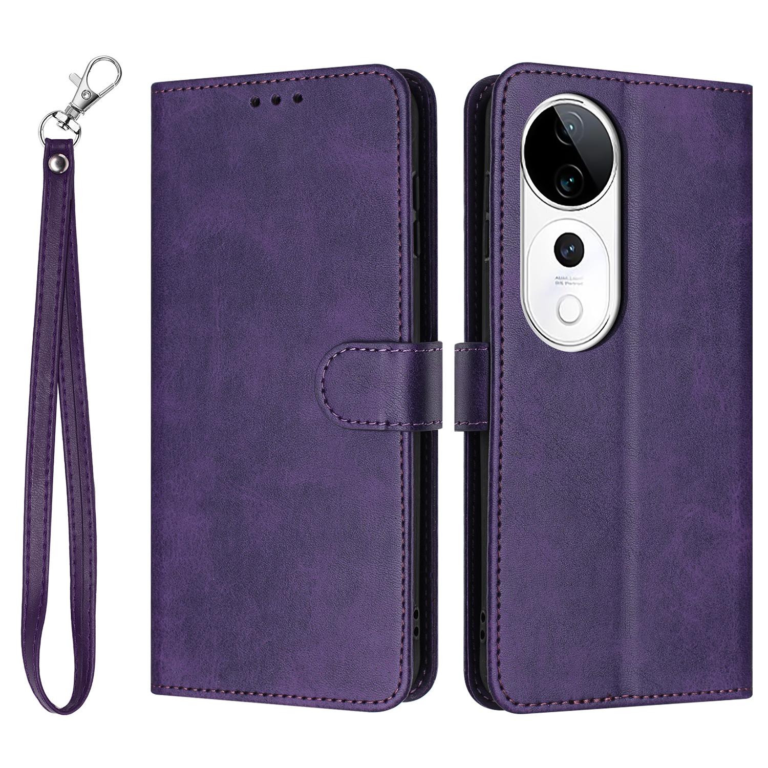 

PU Leather Case For vivo V40 5G/V40 Pro 5G/T3 Ultra 5G/S19 Pro 5G Flip Stand Wallet Phone Cover Calf Texture Purple