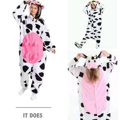 Neuer Halloween Rosa Kuh Cartoon Tier Onesie Pyjama für Paare & Eltern-Kind