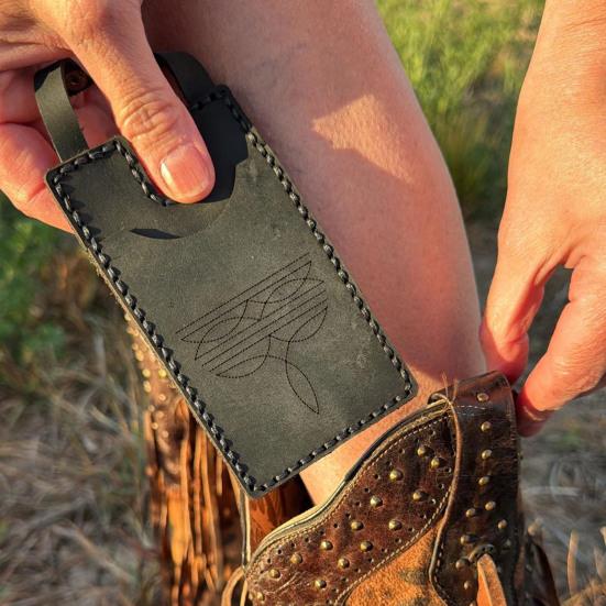 Western Boot Wallet for Women Handcrafted Credit Card Holder Portable Faux Leather Purse with Snap Straps for Rodeo Nights Country Concerts