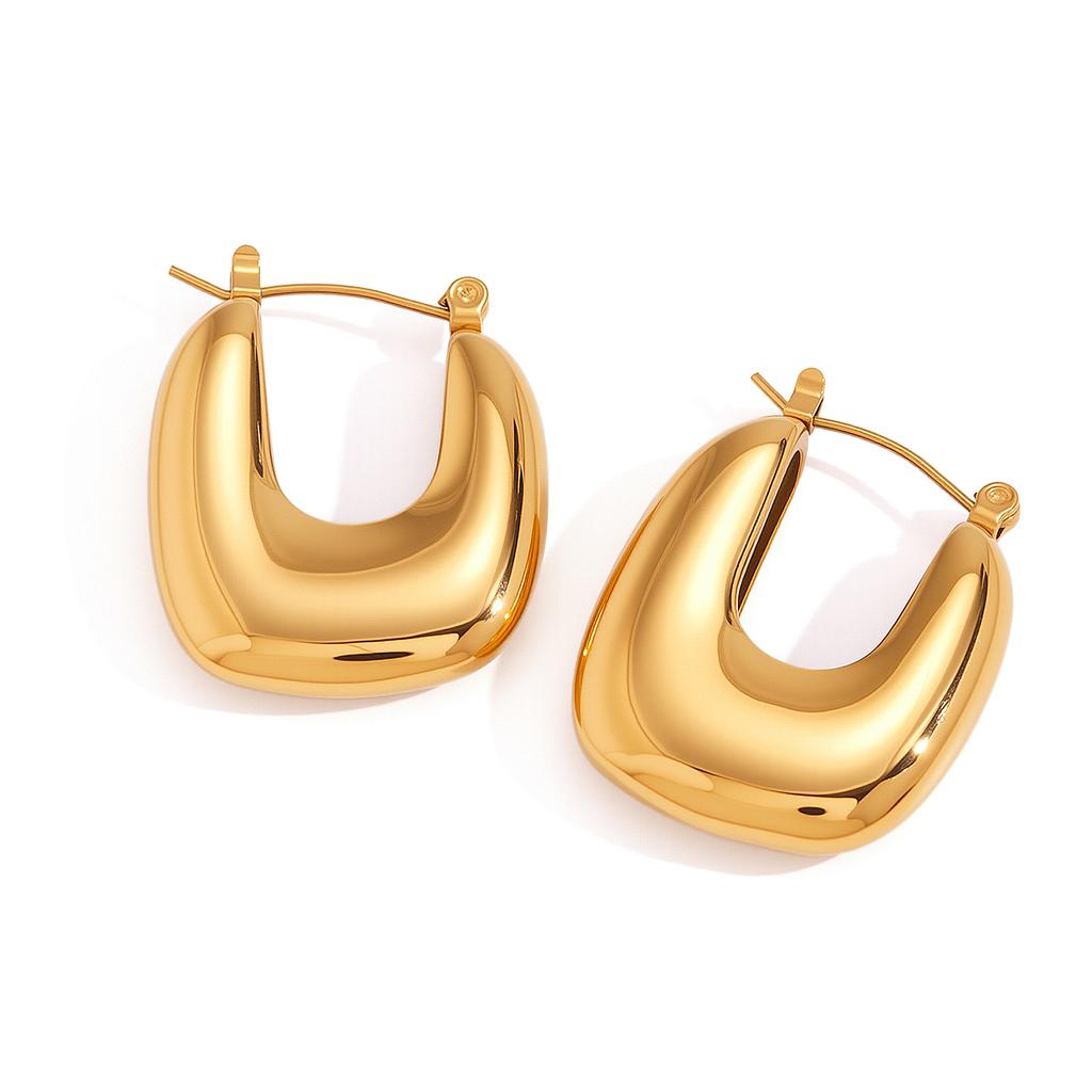 Yori Stainless Steel Metal Smooth U-shaped Earrings For Women Exquisite Fashion Metal Texture Geometric Earrings Gift