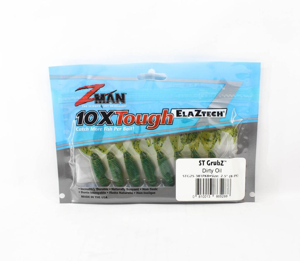 Zman Soft Lure ST GrubZ 2.5 Inch 8/Pack Dirty Oil (5288)