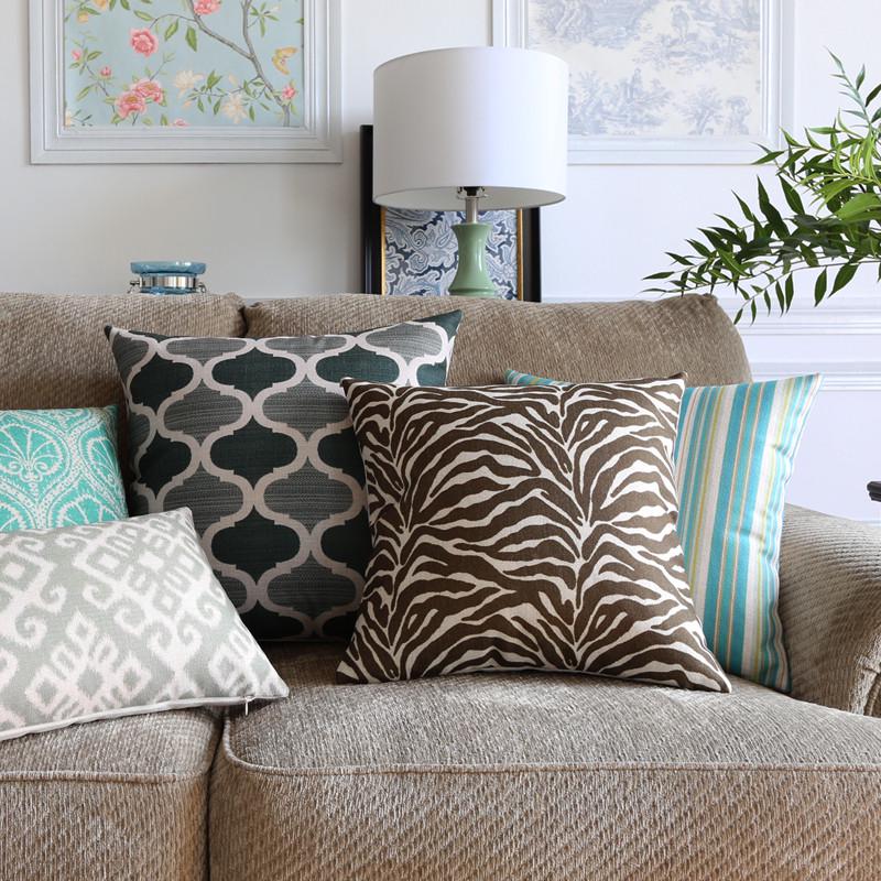 Helenal Unisex Brown Decorative Throw Pillow Cover Color Geometric Seat Waist Cushion Cover For Sofa Home Housse Coussin 45X45cm